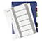 File folder dividers with six numbered tabs, plus punched sheets and a blue folder tab with colored markings.
