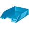 Turquoise-blue desk tray with the word "LEITZ".