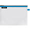 Transparante documententas met rits, blauwe rand en LEITZ-logo.