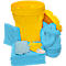 Lekkage set voor noodgevallen (olie, blauw) in veiligheidsvat, voor allerlei soorten olie