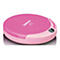 Runder, rosa Lenco CD-Player mit weißem Logo und kleinem LCD-Display auf weißem Hintergrund.