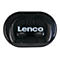 Schwarze Lenco-KopfhÃ¶rer in ovaler Ladebox. Auf dem Deckel steht in GroÃŸbuchstaben Lenco.
