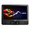 Schwarzer Lenco DVD-Player mit farbigem Bildschirmdesign, SteuerungsknÃ¶pfen und Logo.