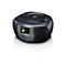 Schwarzes Lenco CD-Radio mit DAB+ Display vor weißem Hintergrund.