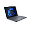 Grauer Laptop, Bildschirm mit Windows-Oberfläche geöffnet. Die Tastatur und der Touchpad sind gut sichtbar. Weißer Hintergrund.