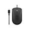 Schwarze Computermaus mit USB-C-Kabel. Maus hat ein Scrollrad und zwei Tasten.