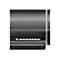 Objet cylindrique gris foncé, vue latérale. Une fine bande blanche s'étend verticalement.