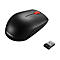 Souris Lenovo noire avec molette rouge et récepteur USB.