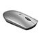 Silberne Lenovo Computermaus mit abgerundetem Design und grauem Scrollrad.
