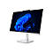 Ein weißer Lenovo All-in-One-PC vor weißem Hintergrund. Der Bildschirm zeigt ein blaues Hintergrundbild.