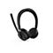 Casque noir avec microphone sur fond blanc. Le casque a un design circulaire et un microphone réglable.