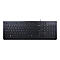 Schwarze Lenovo-Tastatur in Draufsicht mit vollständigem Tastenfeld vor weißem Hintergrund.
