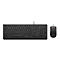 Schwarzes kabelgebundenes Lenovo Tastatur- und Maus-Set vor weißem Hintergrund.