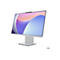 Ein grauer All-in-One-PC von Lenovo, weißer Rand, farbiger Bildschirmhintergrund. Unten Logo von AMD.