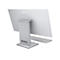 Ein silberner Lenovo-All-in-One-Computer. Rückansicht; Monitor, Standfuß und Tastatur sichtbar.