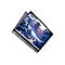 Graues Laptop-Cover, Display zeigt eine Winterlandschaft mit Tempeln. Teilweise geöffnet, isoliert vor weißem Hintergrund.
