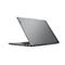 Grauer Laptop, leicht geöffnet. Auf dem Display steht Lenovo.