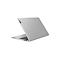 Grauer Laptop von Lenovo in leicht geöffneter Position auf weißem Hintergrund. Das Logo ist sichtbar.