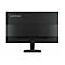 Rückseite eines schwarzen Lenovo-Monitors auf einem Standfuß vor weißem Hintergrund.