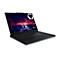 Schwarzer Lenovo Legion Laptop, geöffnet. Auf dem Bildschirm ein Gaming-Design. Tastatur mit RGB Beleuchtung.