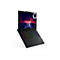 Schwarzer Laptop im geöffneten Zustand, Tastatur mit farbiger Hintergrundbeleuchtung. Auf dem Bildschirm ist ein Logo mit Schriftzug Lenovo Legion zu sehen.