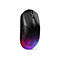 Schwarze, kabellose Gaming-Maus von Lenovo Legion mit RGB-Beleuchtung am unteren Ende vor weißem Hintergrund.