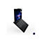 Ein schwarzer Laptop steht diagonal vor weißem Hintergrund. Auf dem Bildschirm ist ein Logo und Schriftzug "Lenovo LEGION" zu sehen. Das Tastaturlayout ist deutlich erkennbar.