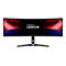 Lenovo Legion Ultra-Wide Gaming-Monitor mit gekrümmtem Display auf einem schwarzen Ständer vor weißem Hintergrund.