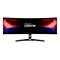 Ultra-Wide Lenovo Legion Gaming-Monitor vor weißem Hintergrund mit leuchtendem Display.