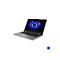 Ein grauer Laptop mit beleuchteter Tastatur steht leicht angewinkelt, der Bildschirm zeigt ein blau-lilanes Muster, oben Lenovo und LOQ-Logo.