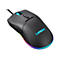 Schwarze, ergonomische Lenovo Gaming-Maus mit leuchtendem blauem Logo und RGB-Beleuchtung am unteren Rand.