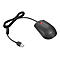 Schwarze Lenovo Maus mit roter Taste, Kabel mit USB-Stecker.