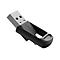 Schwarzer USB-Stick von Lenovo. Die Metallspitze ist in einem Winkel von etwa 45 Grad nach links geneigt.