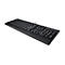 Schwarze, kabelgebundene Lenovo-Tastatur mit Ziffernblock auf weißem Hintergrund.