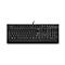 Schwarze kabelgebundene Lenovo-Tastatur in Vollgröße mit QWERTY-Layout vor weißem Hintergrund.