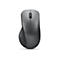 Drahtlose Computermaus in Grau. Oben sind zwei Knöpfe und ein Scrollrad zu sehen.