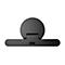 Objet circulaire noir avec base rectangulaire et port USB-C. L'objet est sur fond blanc.