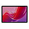 Schwarzes Tablet mit digitaler Uhrzeit 10:12, Tag 11. August. Bildschirmoberfläche in pink und rot gehalten.