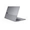 Graues ThinkBook-Laptop, halb geöffnet, zeigt Tastatur und Lenovo-Logo. Auf weißem Hintergrund.