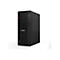 Schwarzer Lenovo ThinkCentre Desktop-PC. Er hat eine geriffelte Front und eine rote LED.