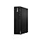 Schwarzer Lenovo ThinkCentre Desktop-PC. Aufschrift ThinkCentre und Lenovo.