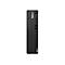 Schwarzer Lenovo ThinkCentre PC, vertikale Ansicht. ThinkCentre-Logo oben, Lenovo-Logo unten.