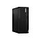 Schwarzer Lenovo ThinkCentre PC-Tower mit vertikalen Streifen auf der Vorderseite.