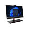 Ein Lenovo ThinkCentre All-in-One-Computer mit schwarzem Bildschirm und Standfuß.