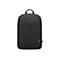 Schwarzer Rucksack mit einem Griff oben, einer kleinen Vordertasche und dem Lenovo-Logo.