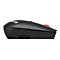 Schwarze Maus, rote Scrollrad, Lenovo-Logo. ThinkPad-Logo.