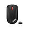 Schwarze ThinkPad Maus mit rotem Scrollrad und USB-Empfänger.