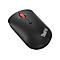 Souris d'ordinateur noire avec molette rouge et logo ThinkPad.