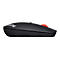 Souris Lenovo ThinkPad noire avec molette de défilement rouge sur fond blanc.
