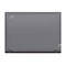 Grauer Laptopdeckel mit ThinkPad- und Lenovo-Logo. Beide Ecken zeigen Scharniere.